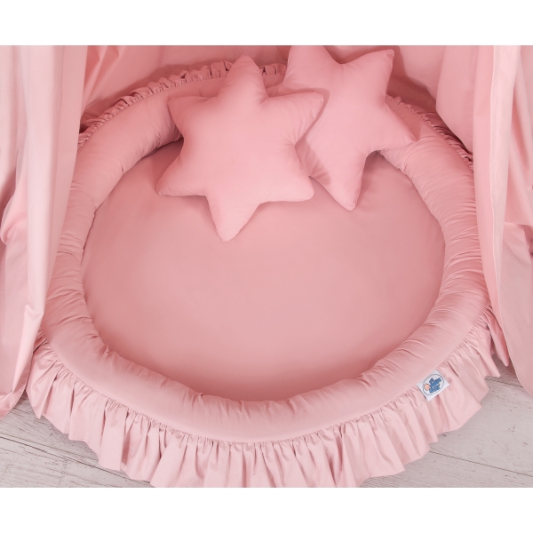 Set: Kinderzimmer Betthimmel + Rüschennestchen + Kissen - altrosa