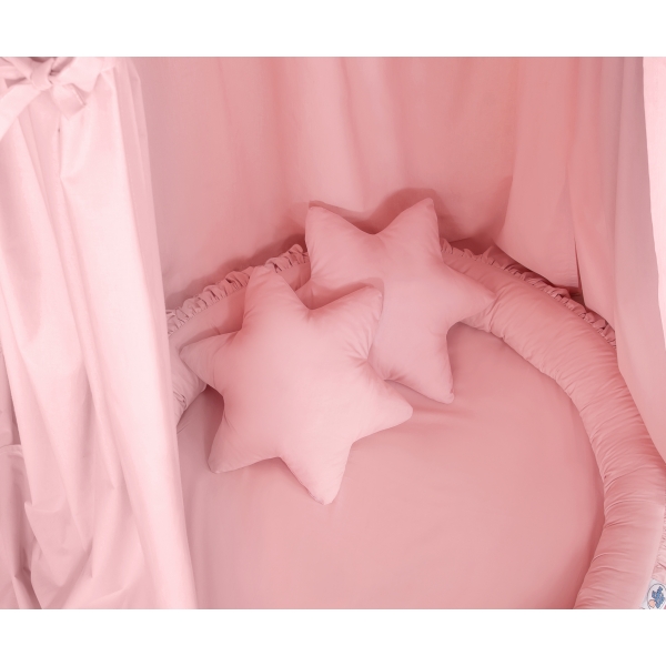 Set: Kinderzimmer Betthimmel + Rüschennestchen + Kissen - altrosa