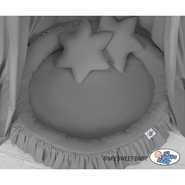 Set: Kinderzimmer Betthimmel + Rüschennestchen + Kissen - anthrazit