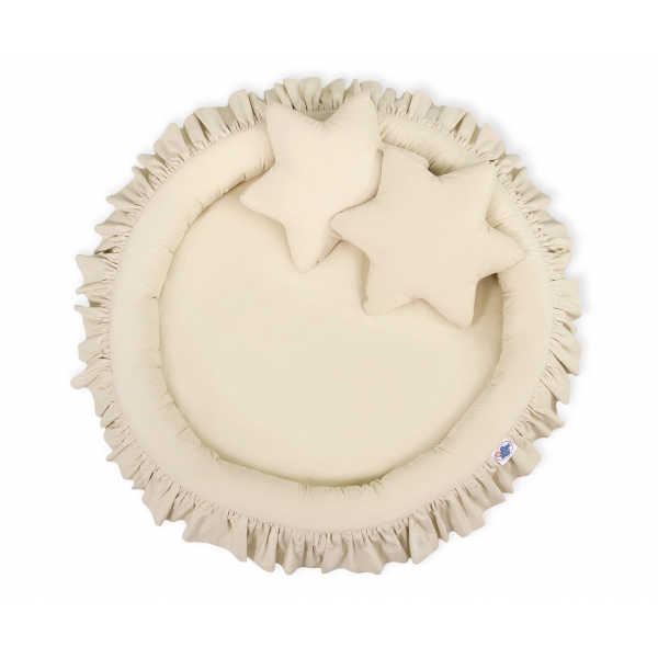 Set: Kinderzimmer Betthimmel + Rüschennestchen + Kissen - beige