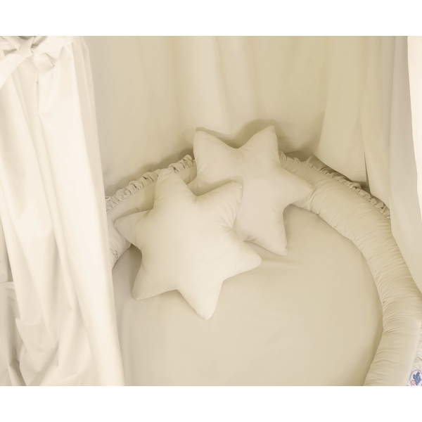 Set: Kinderzimmer Betthimmel + Rüschennestchen + Kissen - beige
