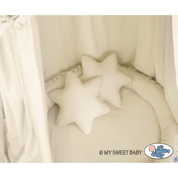 Set: Kinderzimmer Betthimmel + Rüschennestchen + Kissen - beige