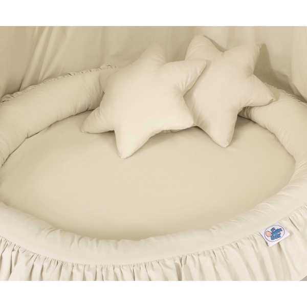 Set: Kinderzimmer Betthimmel + Rüschennestchen + Kissen - beige