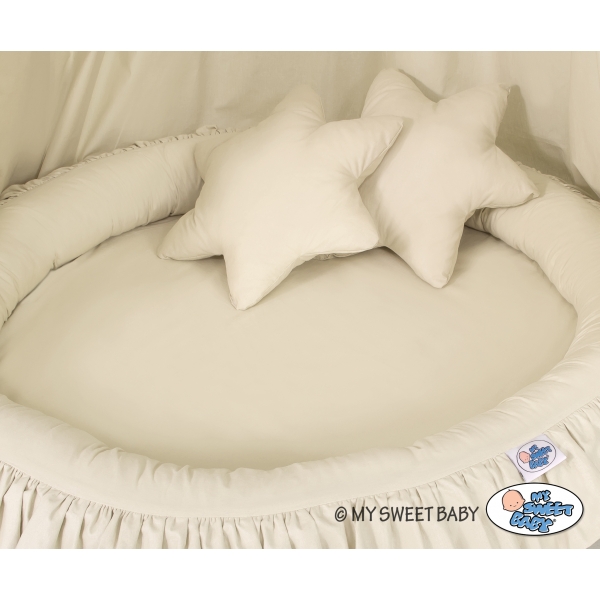 Set: Kinderzimmer Betthimmel + Rüschennestchen + Kissen - beige