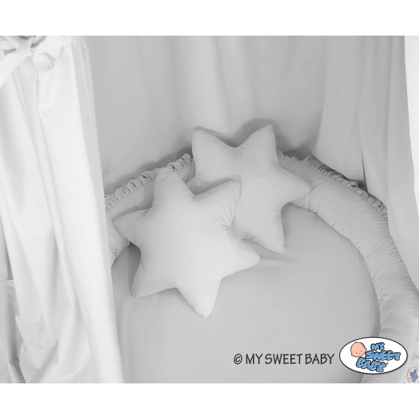 Set: Kinderzimmer Betthimmel + Rüschennestchen + Kissen - grau