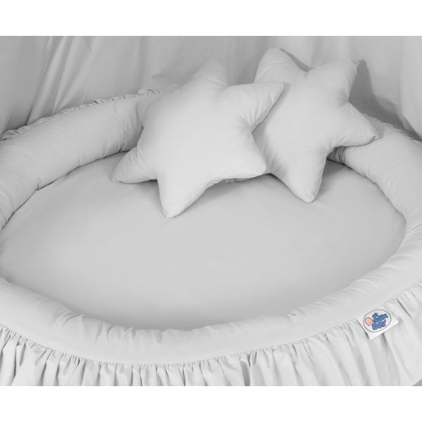 Set: Kinderzimmer Betthimmel + Rüschennestchen + Kissen - grau