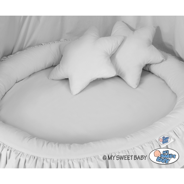 Set: Kinderzimmer Betthimmel + Rüschennestchen + Kissen - grau