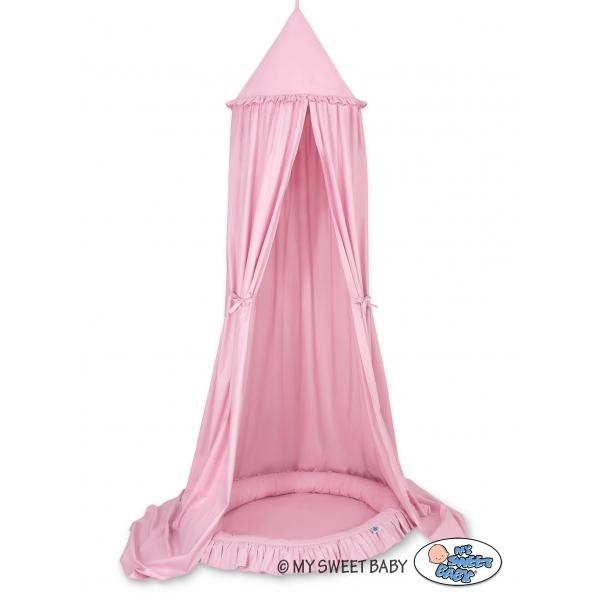 Set: Betthimmel für Mädchen Kinderzimmer + Rüschennestchen - rosa
