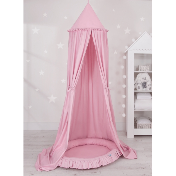 Set: Betthimmel für Mädchen Kinderzimmer + Rüschennestchen - rosa