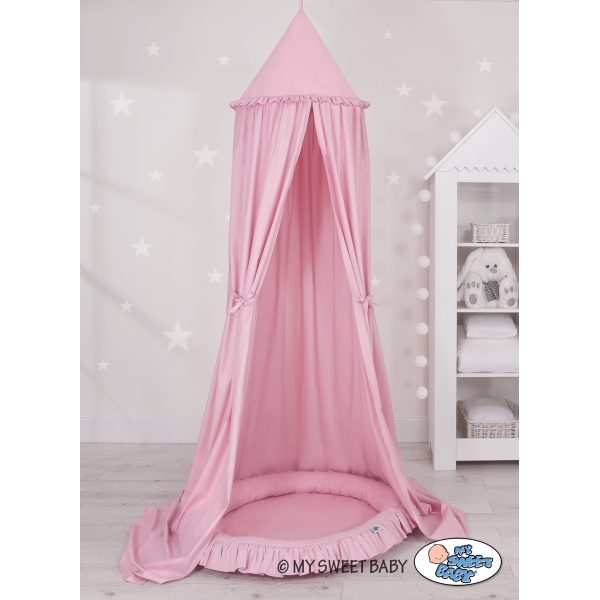 Set: Betthimmel für Mädchen Kinderzimmer + Rüschennestchen - rosa