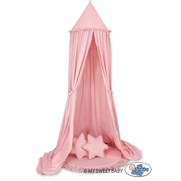 Set: Kinderzimmer Betthimmel + Spielmatte + Kissen - altrosa