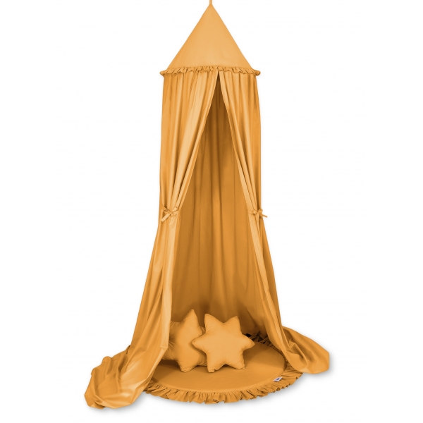 Set: Kinderzimmer Betthimmel + Spielmatte + Kissen - honiggelb