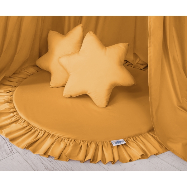 Set: Kinderzimmer Betthimmel + Spielmatte + Kissen - honiggelb
