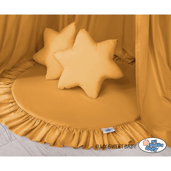 Set: Kinderzimmer Betthimmel + Spielmatte + Kissen - honiggelb