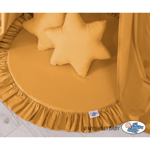 Set: Kinderzimmer Betthimmel + Spielmatte + Kissen - honiggelb