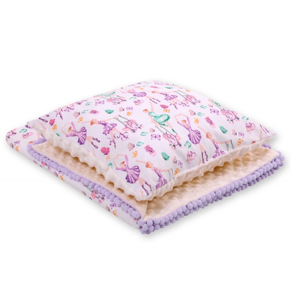 Set: Wendedecke doppelseitig + Kissen -  Ballerinen lila