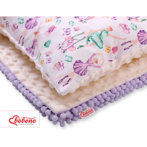 Set: Wendedecke doppelseitig + Kissen -  Ballerinen lila