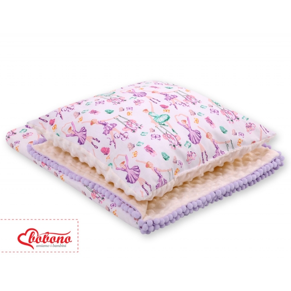 Set: Wendedecke doppelseitig + Kissen -  Ballerinen lila