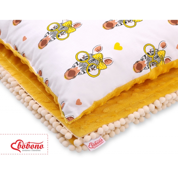 Set: Wendedecke doppelseitig + Kissen -  gelbe Zebras