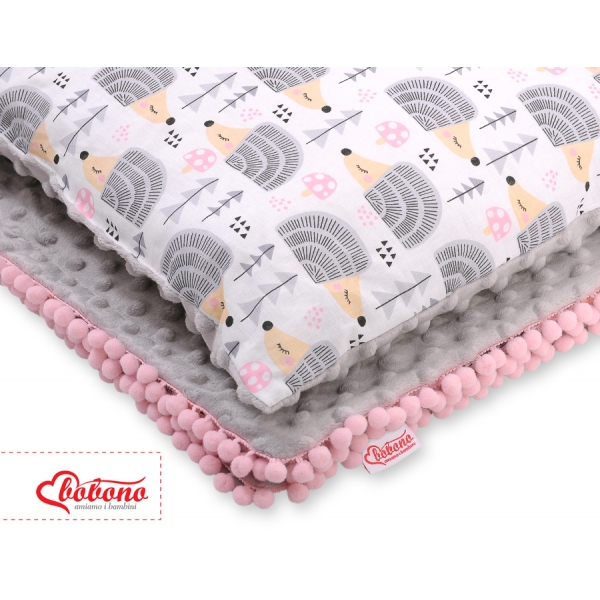 Set: Wendedecke doppelseitig + Kissen -  Igel grau