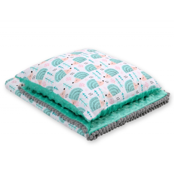 Set: Wendedecke doppelseitig + Kissen -  Igel minze
