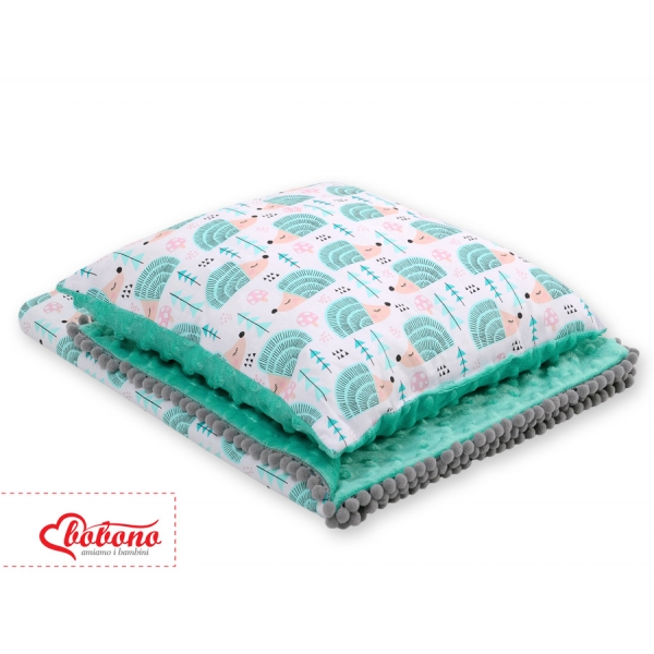 Set: Wendedecke doppelseitig + Kissen -  Igel minze