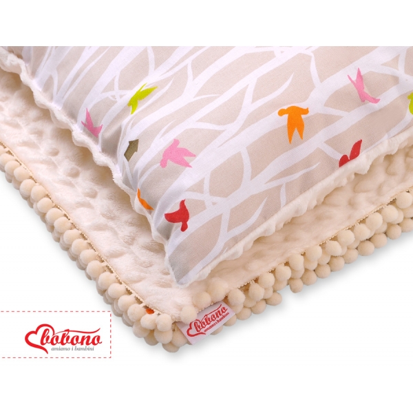 Set: Wendedecke doppelseitig + Kissen - Bäume beige