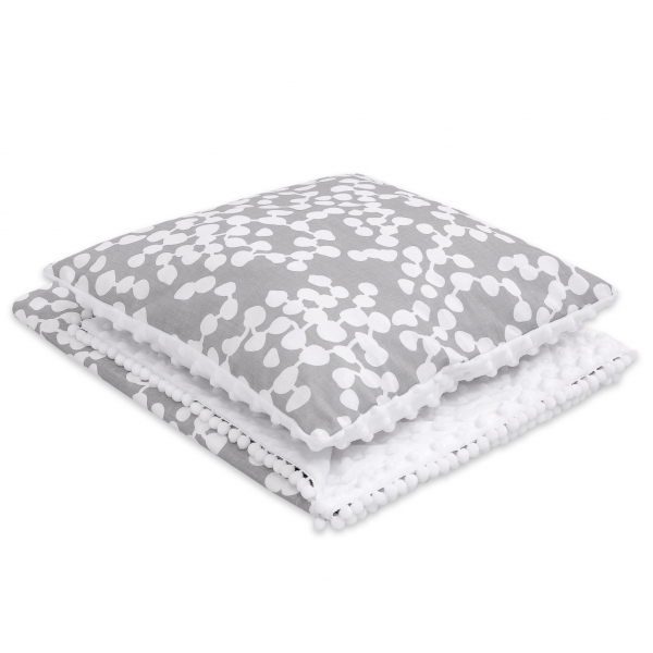 Set: Wendedecke doppelseitig + Kissen - Bubbles grau