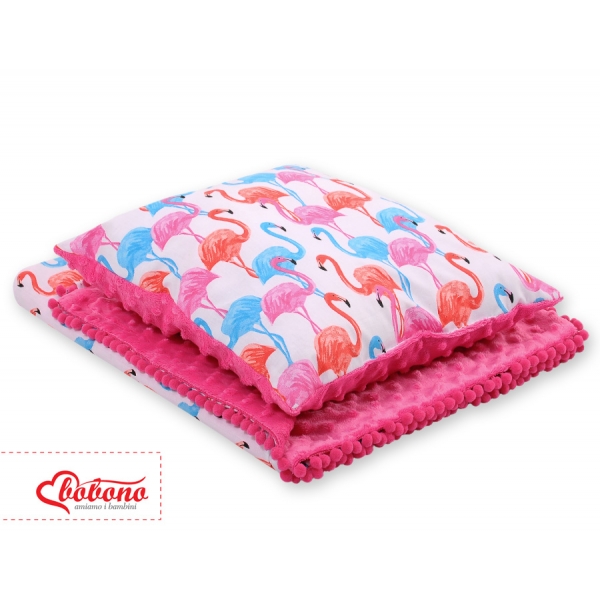 Set: Wendedecke doppelseitig + Kissen - Flamingo