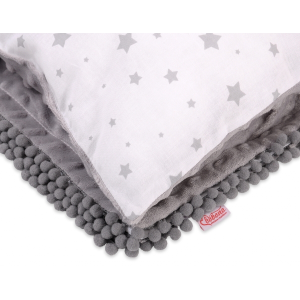Set: Wendedecke doppelseitig + Kissen - Mini Sternchen grau