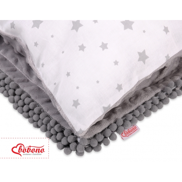 Set: Wendedecke doppelseitig + Kissen - Mini Sternchen grau
