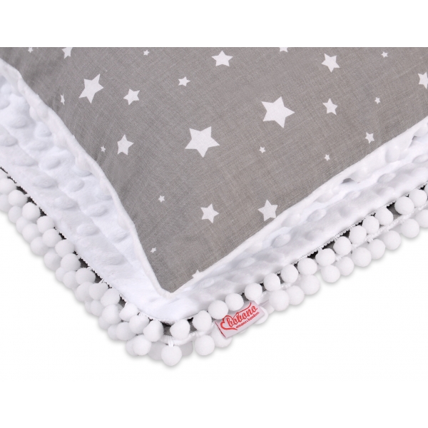 Set: Wendedecke doppelseitig + Kissen - Mini Sternchen grau