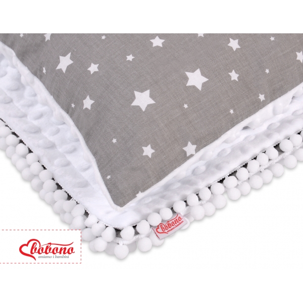 Set: Wendedecke doppelseitig + Kissen - Mini Sternchen grau