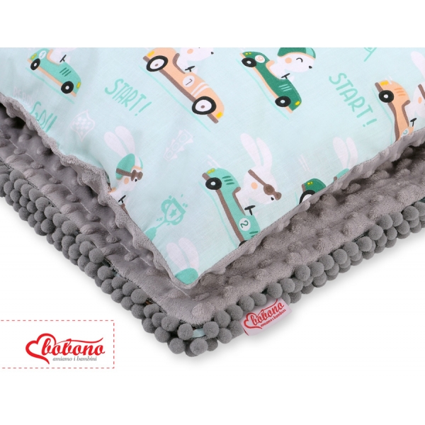 Set: Wendedecke doppelseitig + Kissen - minze Hasen