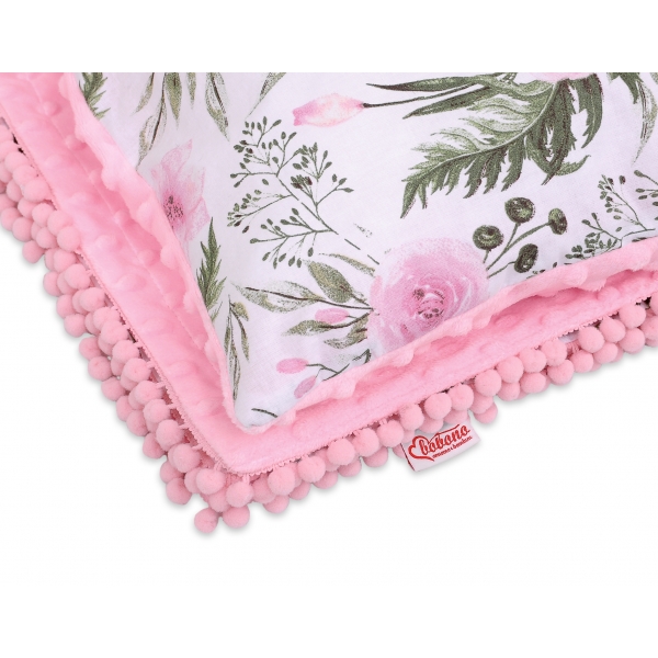 Set: Wendedecke doppelseitig + Kissen - rosa Blüten