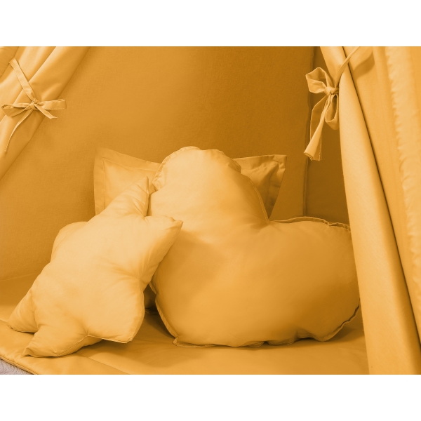 MEGA Set: Teepee Kinderspiel-Zelt+ Spielmatte+ Kissen + Schmuckfedern GRATIS! - honiggelb