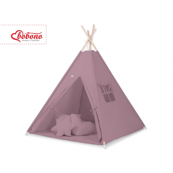MEGA Set: Teepee Kinderspiel-Zelt+ Spielmatte+ Kissen + Schmuckfedern GRATIS! - Pastellviolett