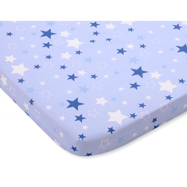 Spannbettlaken aus Baumwolle 120x60cm -blaue Sternen