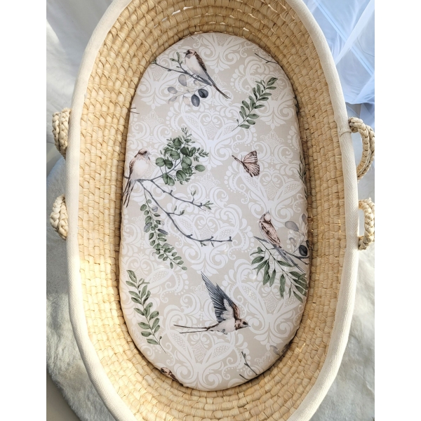 Spannbettlaken aus Baumwolle für Stubenwagen 75x35 cm - Brown birds
