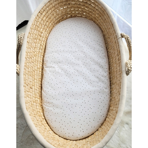 Spannbettlaken aus Baumwolle für Stubenwagen 75x35 cm - Mini Sternchen Gold
