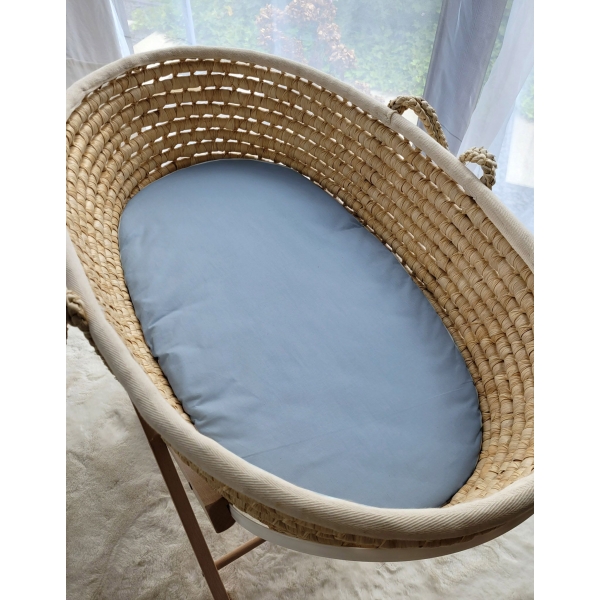 Spannbettlaken aus Baumwolle für Stubenwagen 75x35 cm - pastellblau