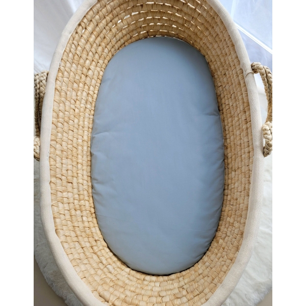 Spannbettlaken aus Baumwolle für Stubenwagen 75x35 cm - pastellblau