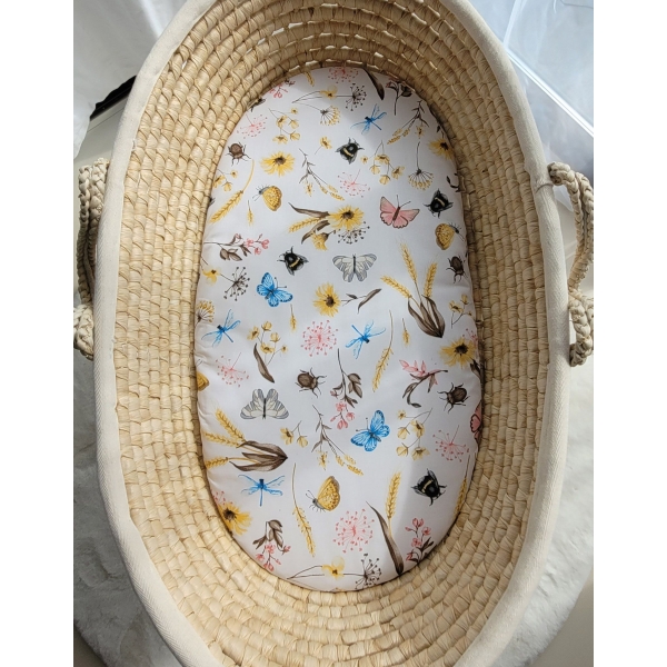 Spannbettlaken aus Baumwolle für Stubenwagen 75x35 cm - Summer meadow