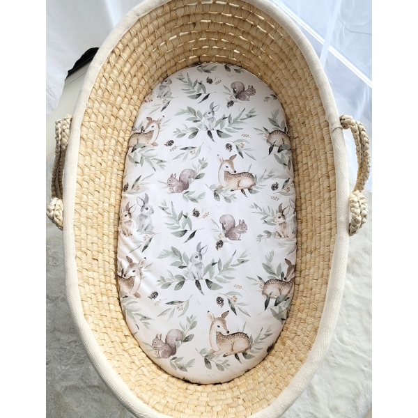 Spannbettlaken aus Baumwolle für Stubenwagen 75x35 cm - Woodland olive