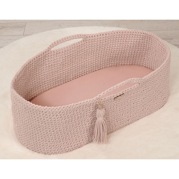 Spannbettlaken für Stubenwagen aus Baumwolle 75x35 cm - altrosa