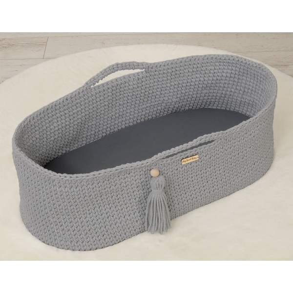 Spannbettlaken für Stubenwagen aus Baumwolle 75x35 cm - anthrazit