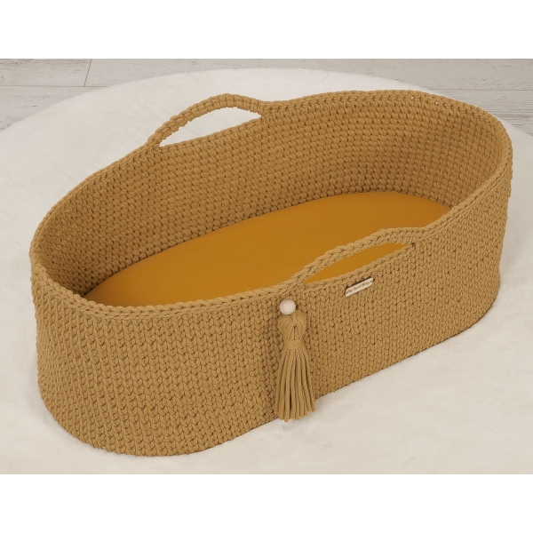Spannbettlaken für Stubenwagen aus Baumwolle 75x35 cm- honiggelb