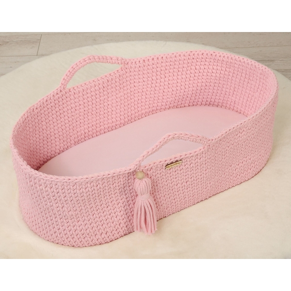 Spannbettlaken für Stubenwagen aus Baumwolle 75x35 cm - rosa