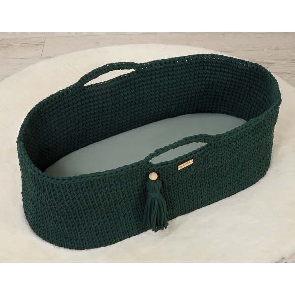 Bettlaken für Moseskorb 75x35 cm weissgrün