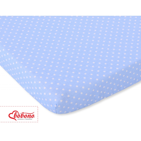 Spannbetttuch für Baby- und Kinderbetten Baumwolle 120x60cm Blau-Punktemuster
